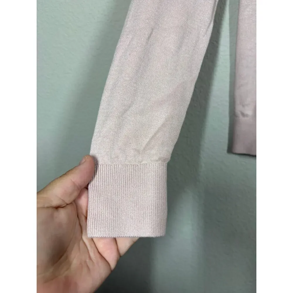 Quince XS Lightweight Cotton Cashmere Crew Sweater Sugar Stone Pink Pullover